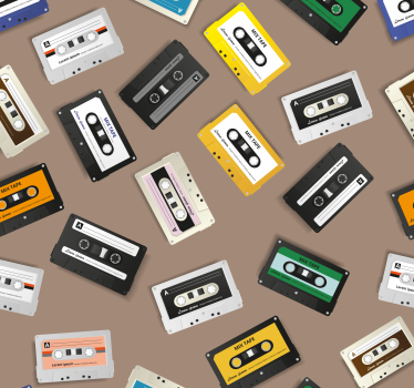 Tapet vintage cu model de casete retro - TenStickers