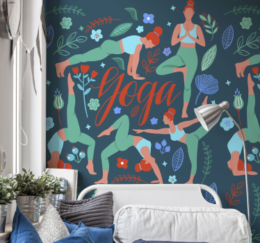 Femeie care face yoga dormitor adolescent tapet - TenStickers