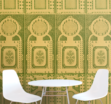 Model art deco verde și auriu tapet abstract cool - TenStickers