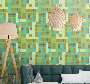 Model retro dreptunghi verde nuanță tapet retro - TenStickers