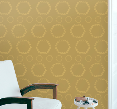 Modele hexagonale aurii tapet contemporan - TenStickers