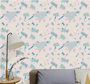 Tapet abstract terrazzo albastru și bej - TenStickers