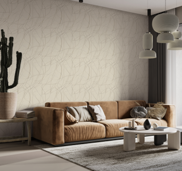 Tapet abstract linii fine design bej - TenStickers
