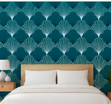 Tapet abstract modern teal cu fani în evantai - TenStickers