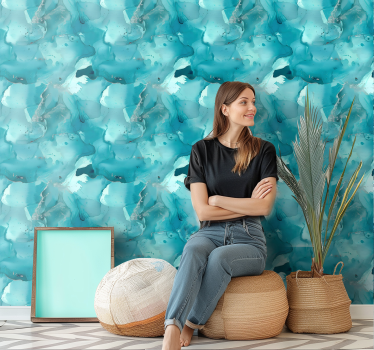 Tapet abstract valuri albastre - TenStickers
