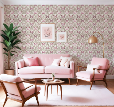 Tapet baroc model de fluturi roz - TenStickers