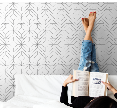 Tapet de cameră de birou cu model alb geometric - TenStickers