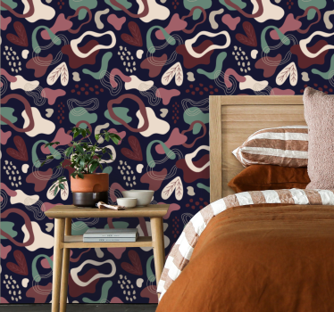 Tapet dormitor Artă abstractă design model roșu și verde - TenStickers
