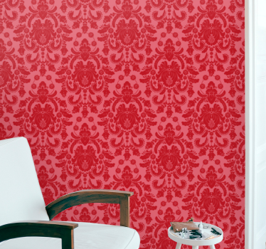 Tapet clasic damasco floral roșu - TenStickers