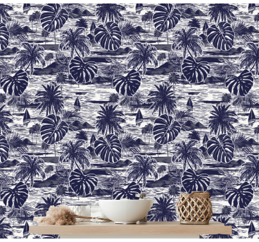 Tapet flori bleumarin - TenStickers