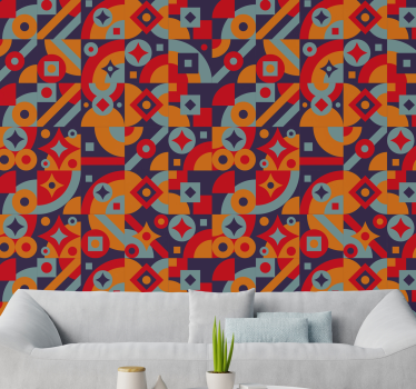 Tapet vintage motive geometrice - TenStickers