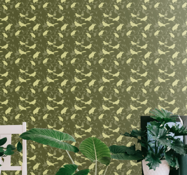 Tapet lounge cu model in stil victorian pasari verzi - TenStickers