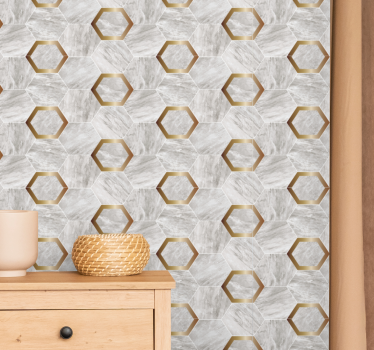 Tapet marmură design model hexagonal - TenStickers