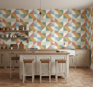 Tapet rustic forme geometrice în culori deschise - TenStickers