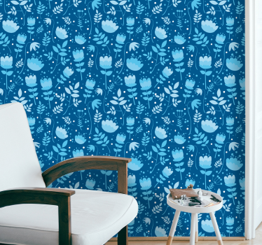 Tapet vintage albastru cu model popular - TenStickers