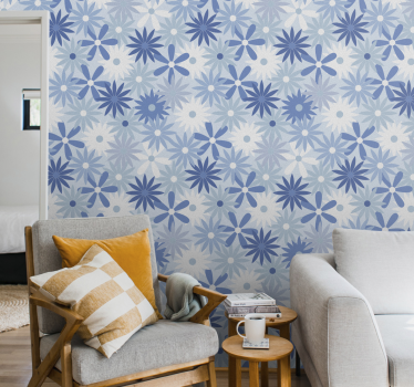 Tapet vintage albastru flori tapet vintage - TenStickers