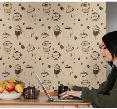 Tapet vintage cafea model vinil bucatarie - TenStickers