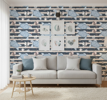Tapet vintage cu design cu broaște țestoase - TenStickers