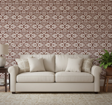 Tapet vintage cu model floral maro - TenStickers