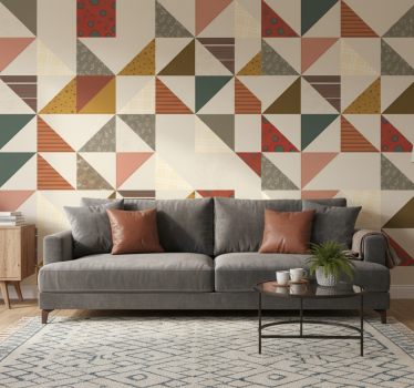Tapet vintage cu model geometric triunghiular - TenStickers