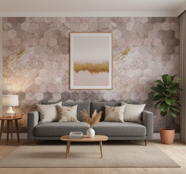 Tapet vintage cu model hexagonal și efect ombre - TenStickers