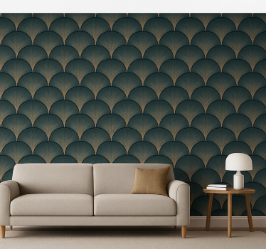 Tapet vintage evantaiuri verzi în stil art déco din anii 1920 - TenStickers
