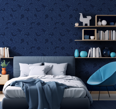 tapet dormitor albastru marin abstract - TenStickers