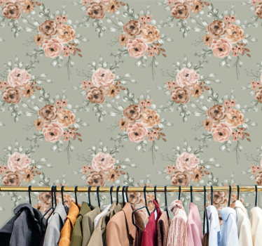 Trandafiri vintage pe fundal verde menta tapet vintage - TenStickers